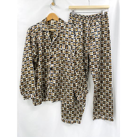 Vintage Silky Satin Americana Horse Checkered Pajamas - Picture 1 of 5